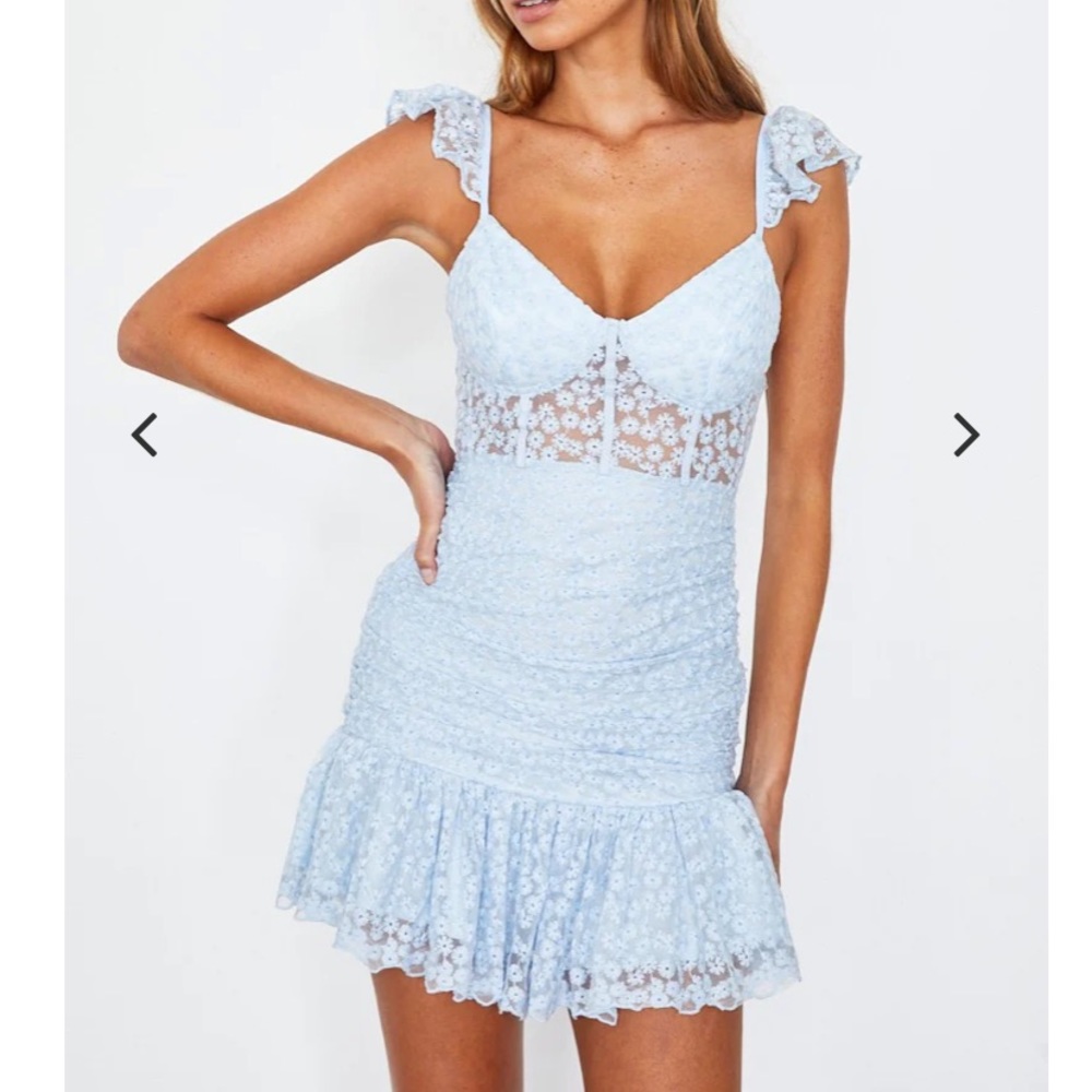 NEVER WORN TAGS ON Blue Dream Ruffle Sleeve Mini Dress